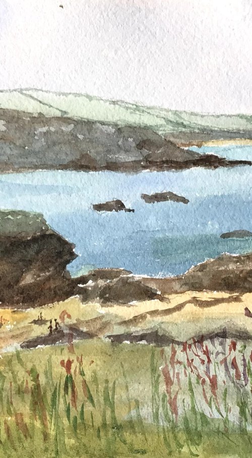 Cornwall, rocky coastline An original watercolour painting. by Julian Lovegrove Art