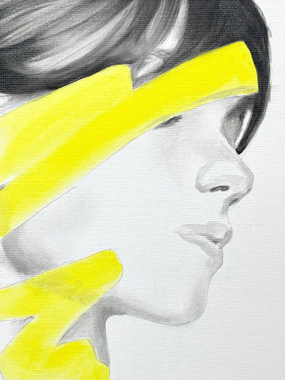 Portrait with yellow accent 40 x 50 cm.