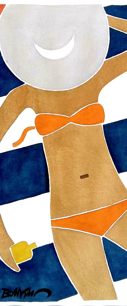 woman with orange bikini by Bertrand de Vismes