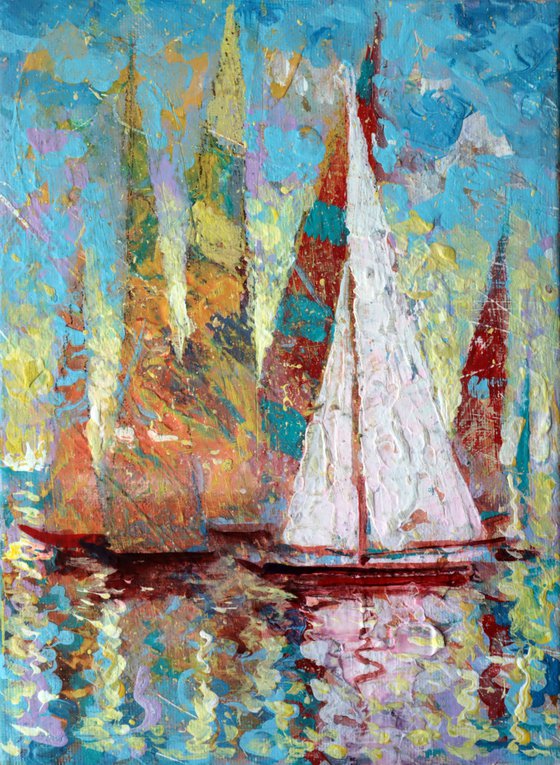 Departure of Sailboats to the Sea.