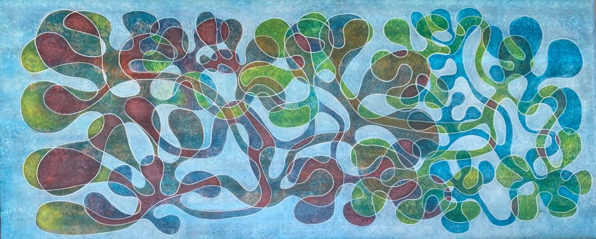 Abstract Acrylic Painting By Maarit Korhonen, 63 X 26", Prelude, Original Artwork