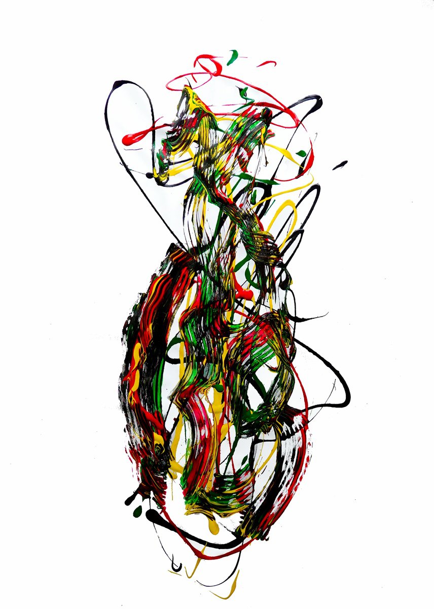 Expressive Abstract Acrylic Painting By Newel Hunter, 44 X 60", Riding High, Original Artwork