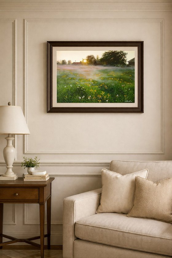 Misty Meadow at Sunrise