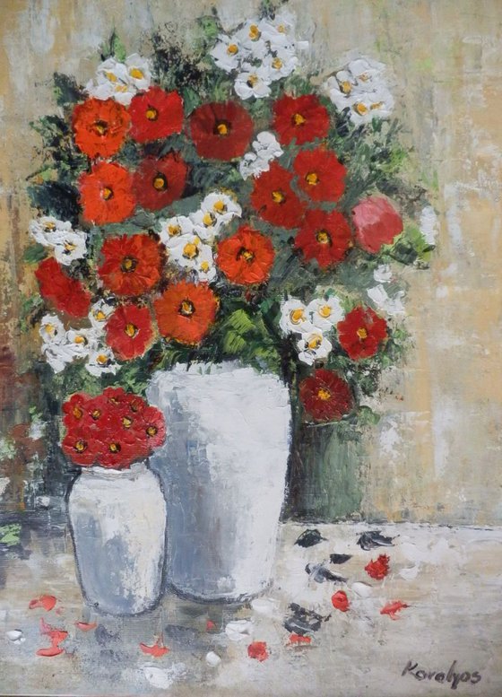 Flowers in a white vases