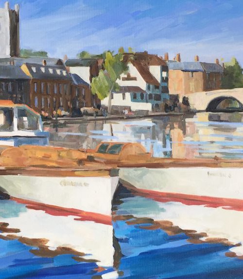 Three launches, Henley on Thames by Katharine Rowe