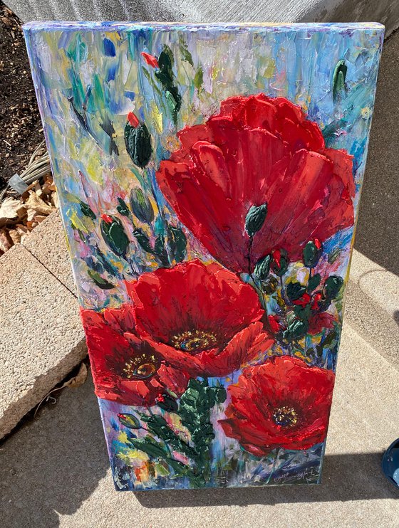 Poppies -  in PALETTE KNIFE technique.