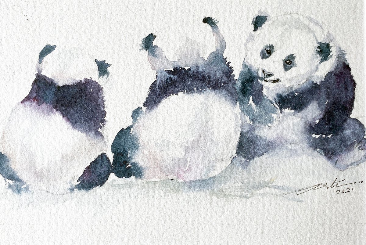 Cuddly Three_ Panda Babies by Arti Chauhan