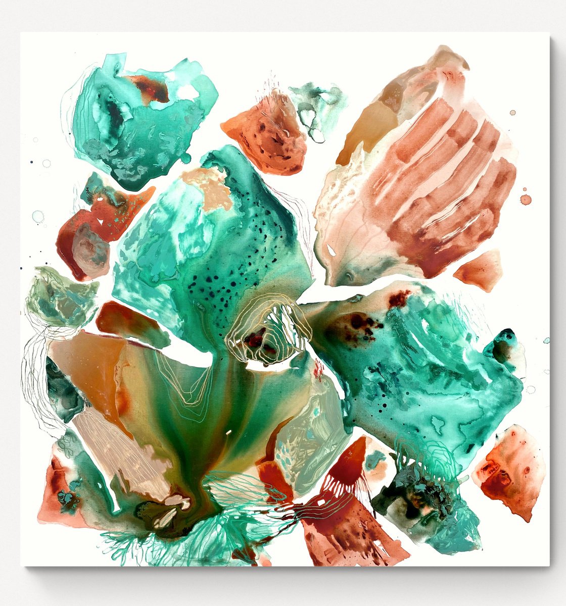 Abstract Painting By Cristina Dalla Valentina, 39 X 39, Fragmenta 3, Original Artwork