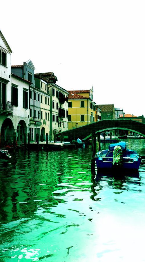 Venice sister town Chioggia in Italy - 60x80x4cm print on canvas 00815m2 READY to HANG by Kuebler