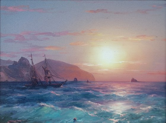 Inspired by Aivazovsky - Seascape(30x40cm, oil painting)