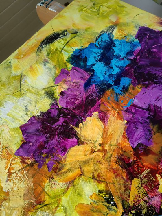 "Euphoria III" from "Colours of Summer" collection, abstract flower painting