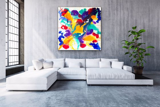 Fluidity Dance 2 X-Large Abstract Painting 110cm x 110cm (43 1/2 inches x 43 1/2 inches)