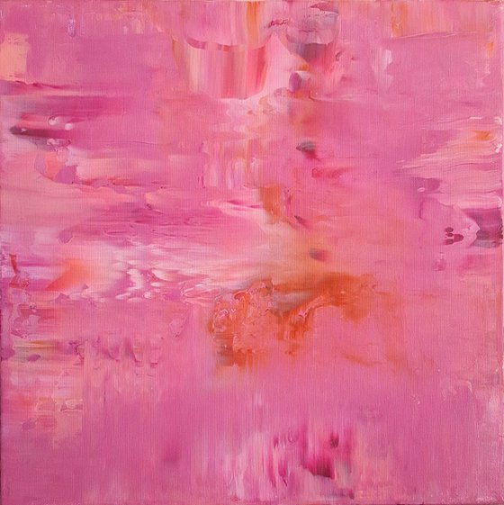 Behind the pink clouds - triptych abstract painting