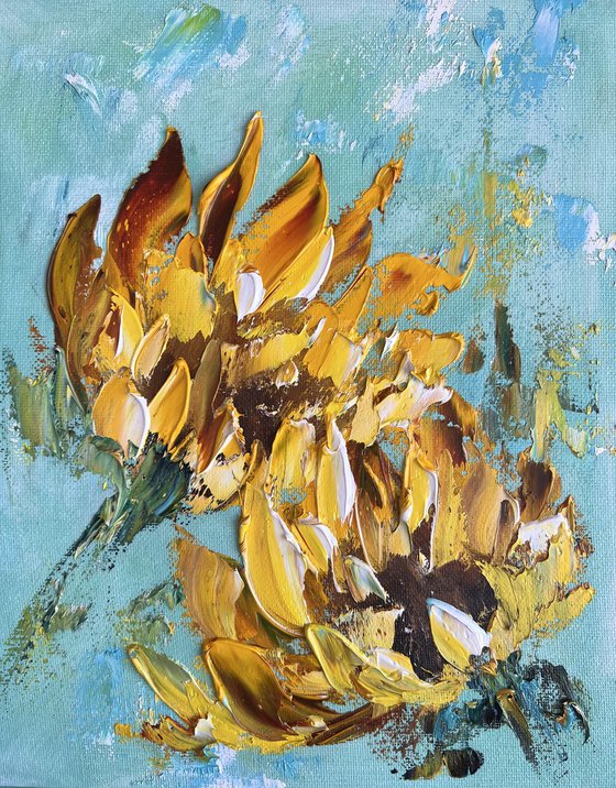 SUNFLOWER FLOWER 2 - sunny flowers art,  yellow frame art