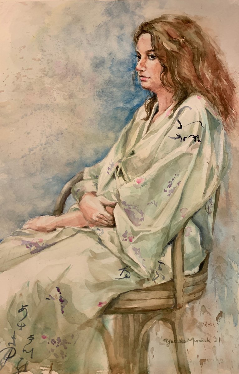 Impressionistic Watercolour , In Kimono Robe By Yoshiko Murdick, 15 X 22, Artwork For Sale On Artfinder