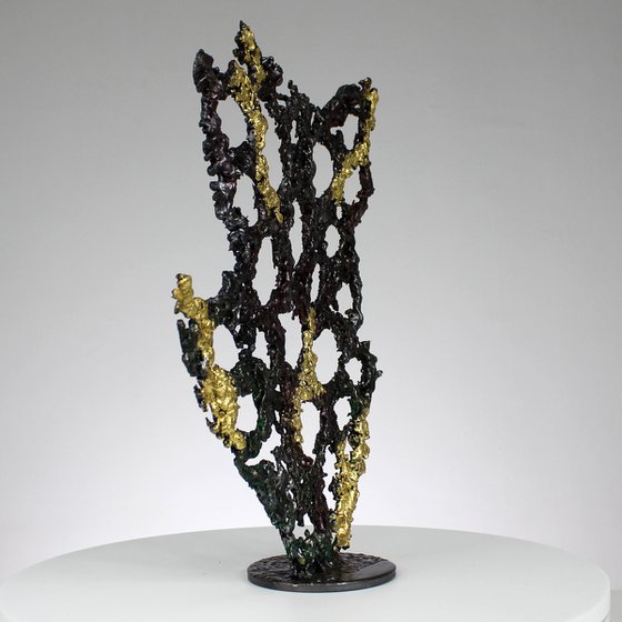 Abstraction III - Abstract metal sculpture - steel, pigment and gold leaf