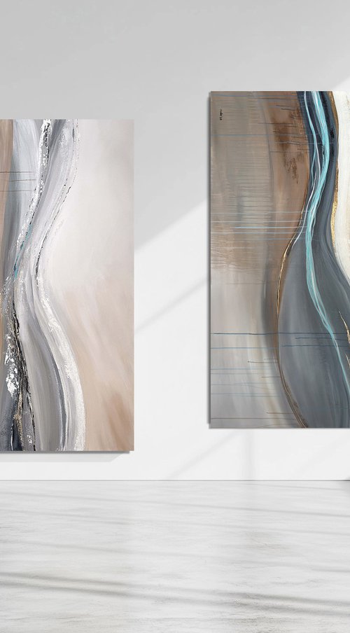 Diptych Where Stone Meets the Current by Tatiana Malinovscaia
