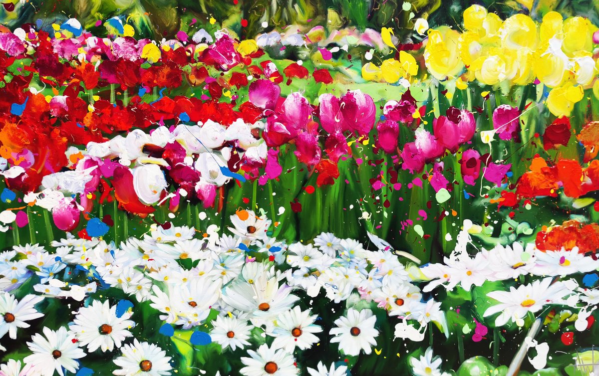 Expressive Oil Painting , Your Love Made The Flowers Grow By Angie Wright, 67 X 43, Artwork For Sale On Artfinder