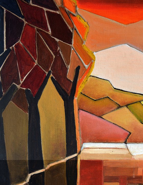 Abstract lake in a wood