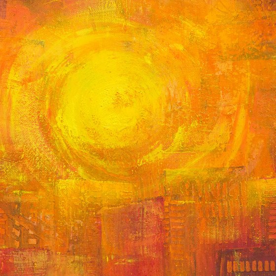 Sunrise in the city - abstract painting