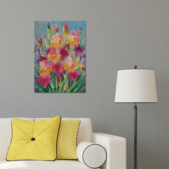 "Irises" Original painting Oil on canvas Home decor