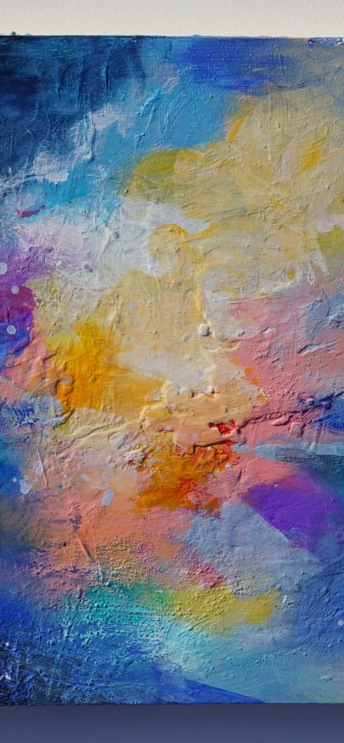 Blessed Hope 8x8" Colorful Cloud Original Skyscape Painting by Kerri McCabe
