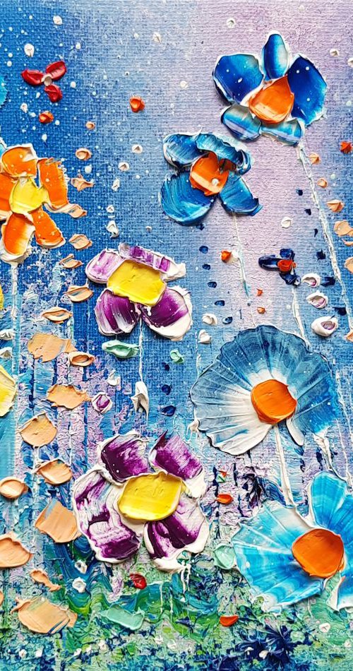 "Magic Blue Meadow Flowers in Love" by Phil Broad