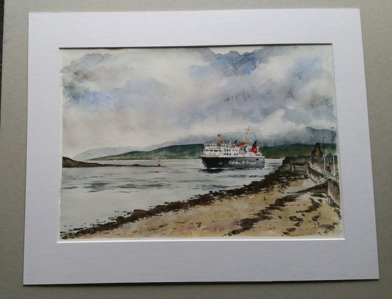 Oban Calmac Ferry Scottish Landscape Watercolour Painting