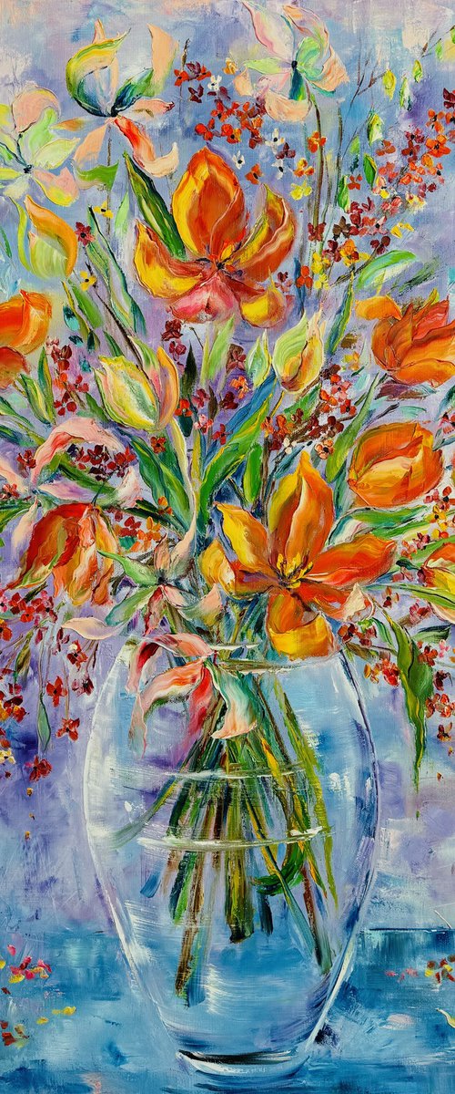 Peach tulips by Oleksandra Ievseieva