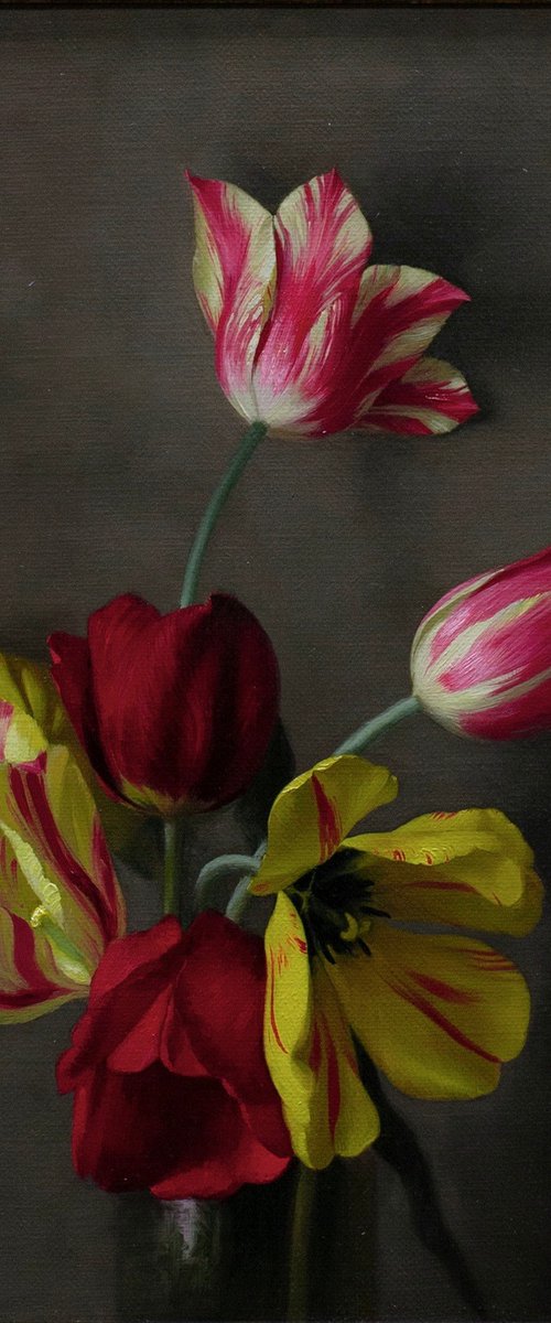 Tulips 40x50cm oil on canvas by Davit Davtyan