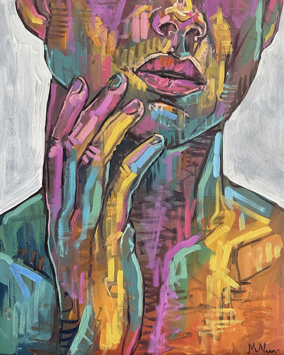 Expressive Portrait Oil Painting By Emmanouil Nanouris, 18 X 22, Male Figure, Original Artwork