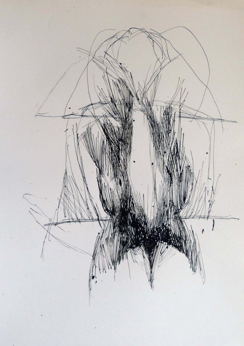 Erotic Abstract, ink on paper 42x29 cm by Frederic Belaubre