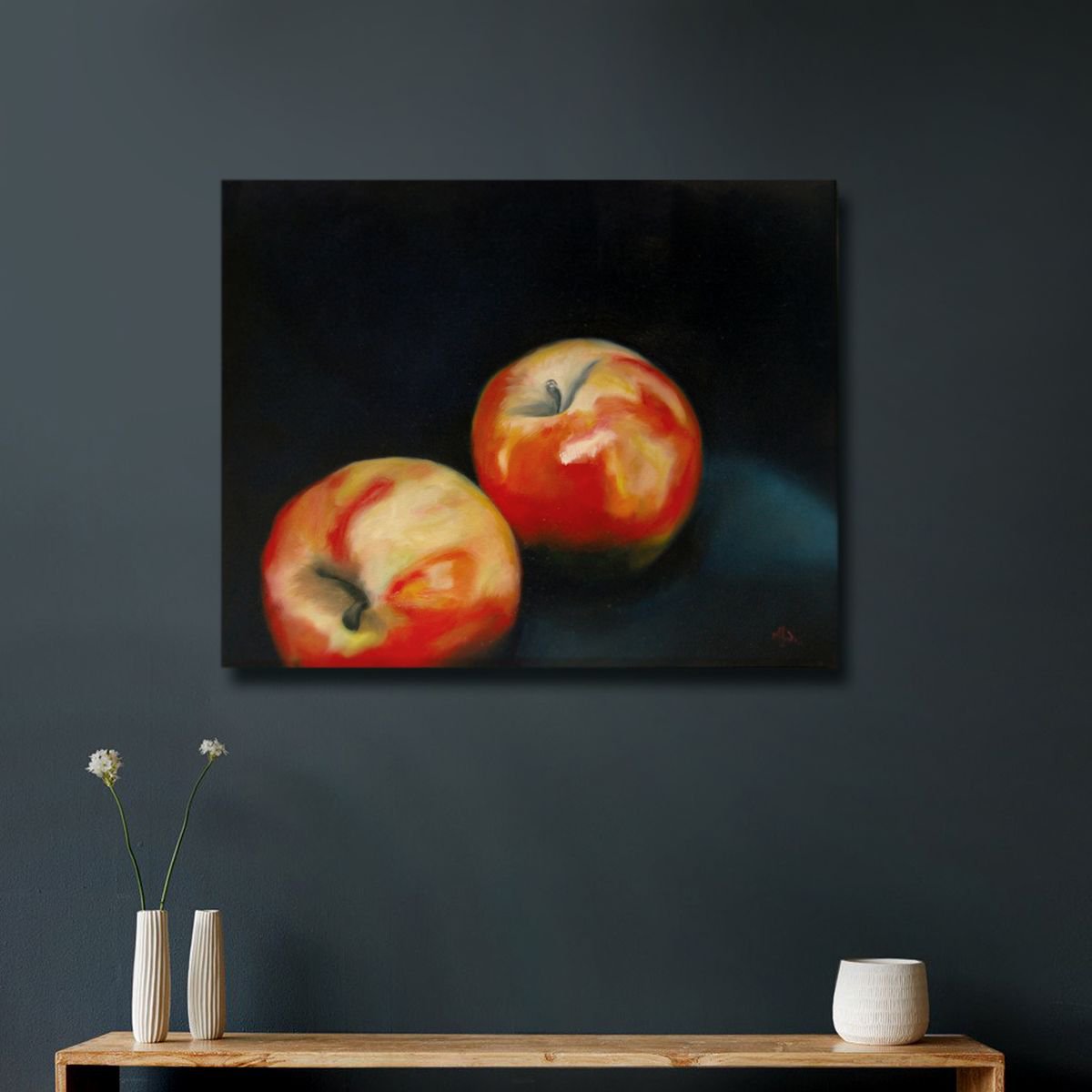 Two Apples (iii) - Still Life Oil Painting by Matthew Withey