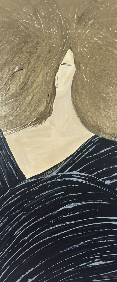 "Doree " - Gold Figurative Portrait by Kseniia Turik