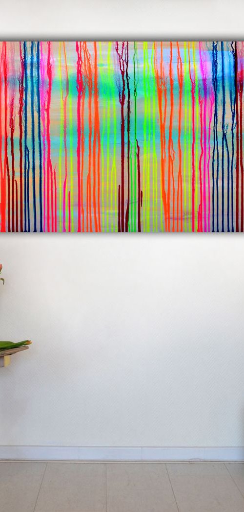 Large Painting - Feeling Good 10 - 150x60 cm, Abstract Painting, Modern Art Neogestural - Ready to Hang, Restaurant, Hotel, Office Wall Decor by Soos Tiberiu