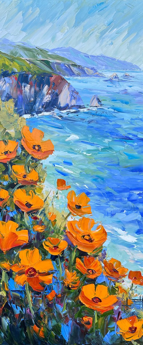 Poppies at the Sea by Lisa Elley