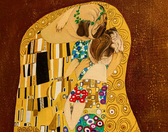 "The PugKiss" (inspired by Klimt)