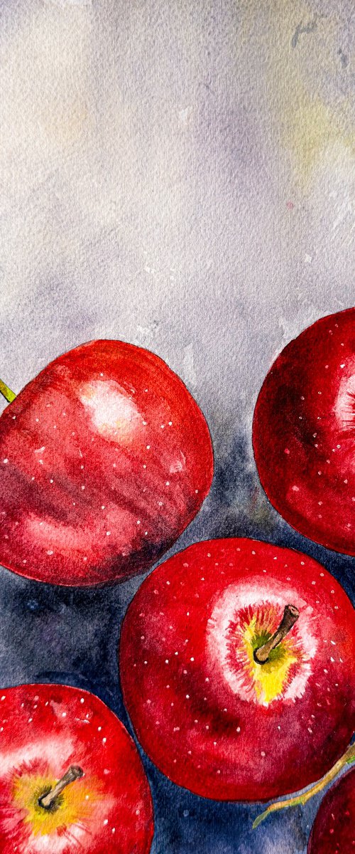 Red Apples on Cement by Irina Kurganskaya