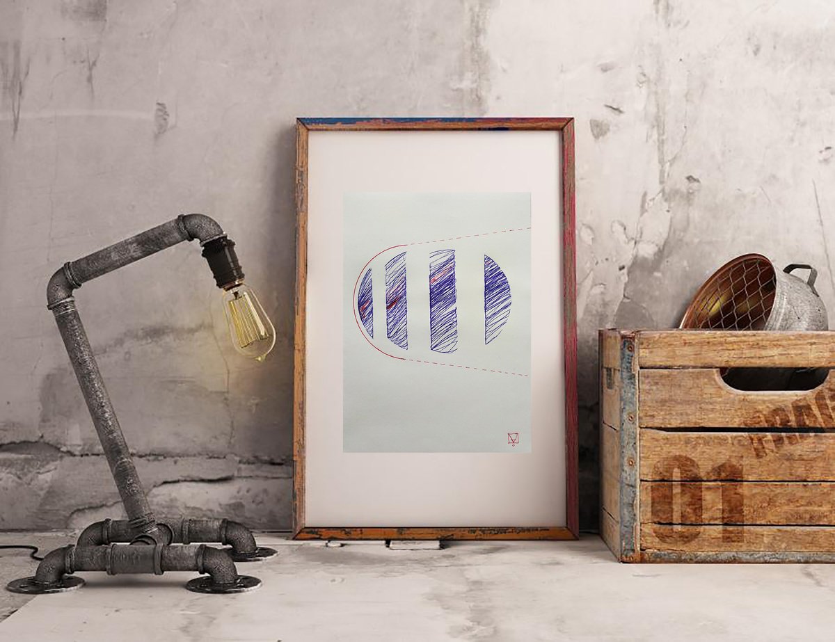 Abstract Ink Drawing By Marya, 5 X 7", "Meditation 3", Original Artwork