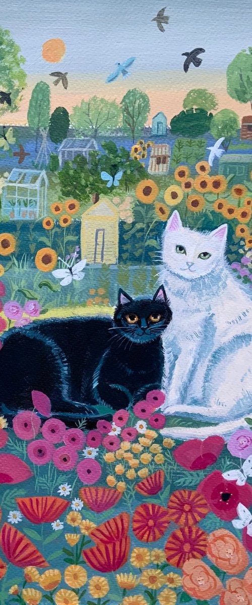 Cats with Allotments by Mary Stubberfield