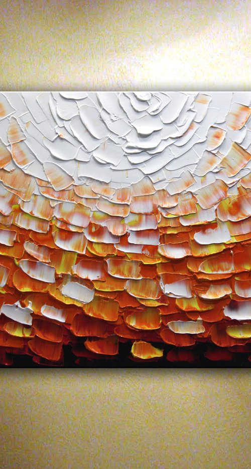 Orange Abstract  - Textured Painting by Nataliya Stupak