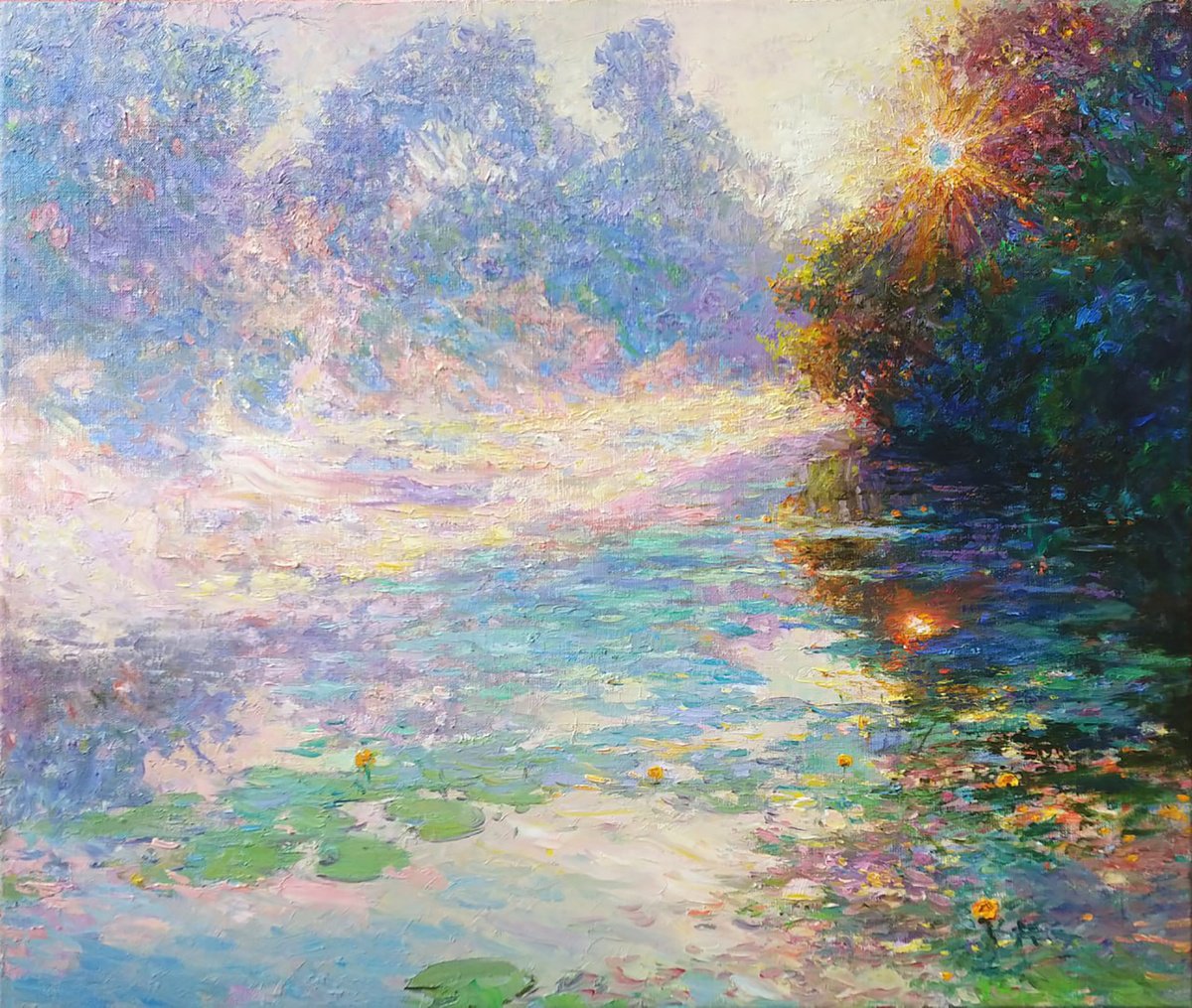 Impressionistic Landscape Oil Painting By Svetlana Koval (Gunchenko), 28 X 24", Follow The Sun, Original Artwork