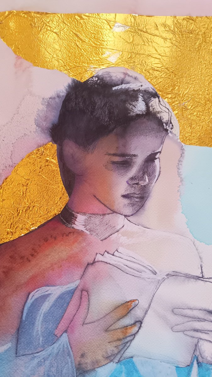 Expressive Portrait Ink Drawing By Marina Del Pozo, 12 X 16", Silence, Original Artwork