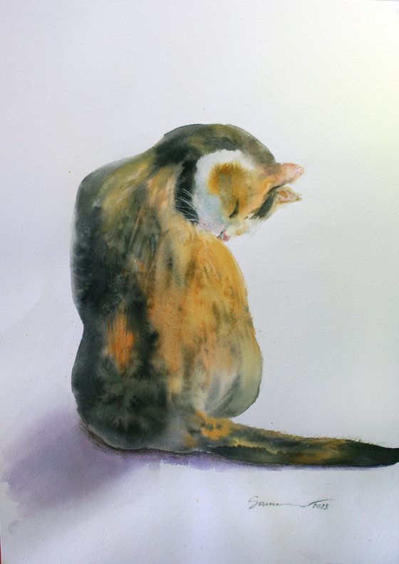 CAT VII / FROM THE ANIMAL PORTRAITS SERIES / ORIGINAL PAINTING