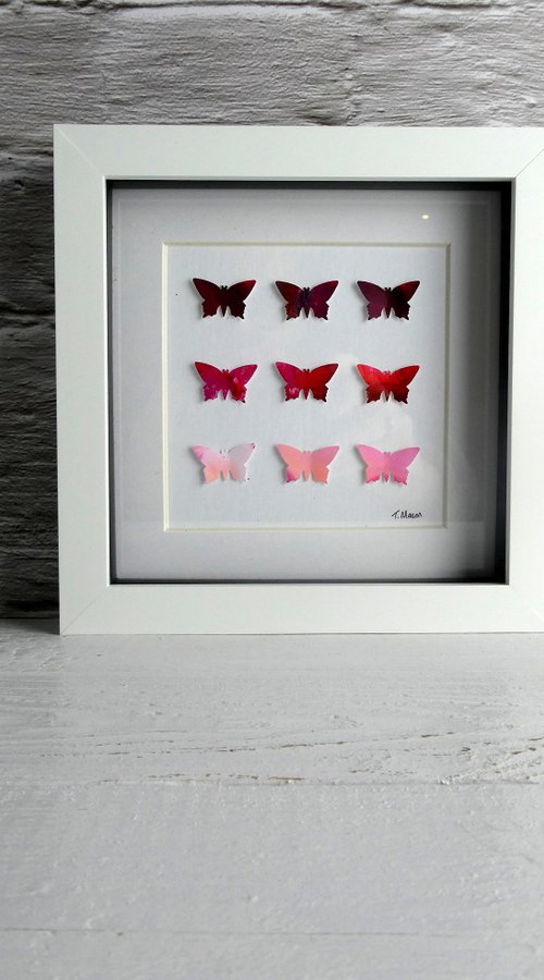 9 Red butterflies by Tracey Mason