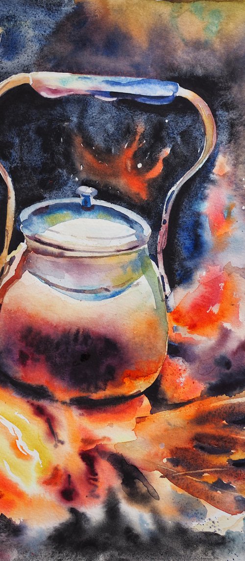 Teapot on fire by Delnara El