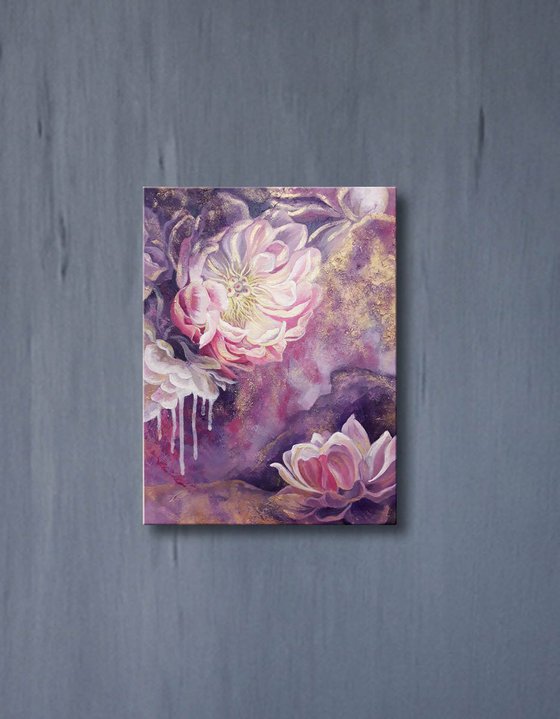 "Flowers glowing", peony painting, flowers painting, floral art