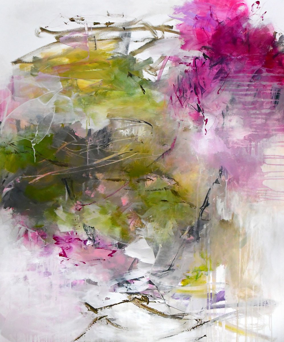 Abstract Acrylic Painting By Kirsten Handelmann, 39 X 47", Moments Will Pass, Original Artwork