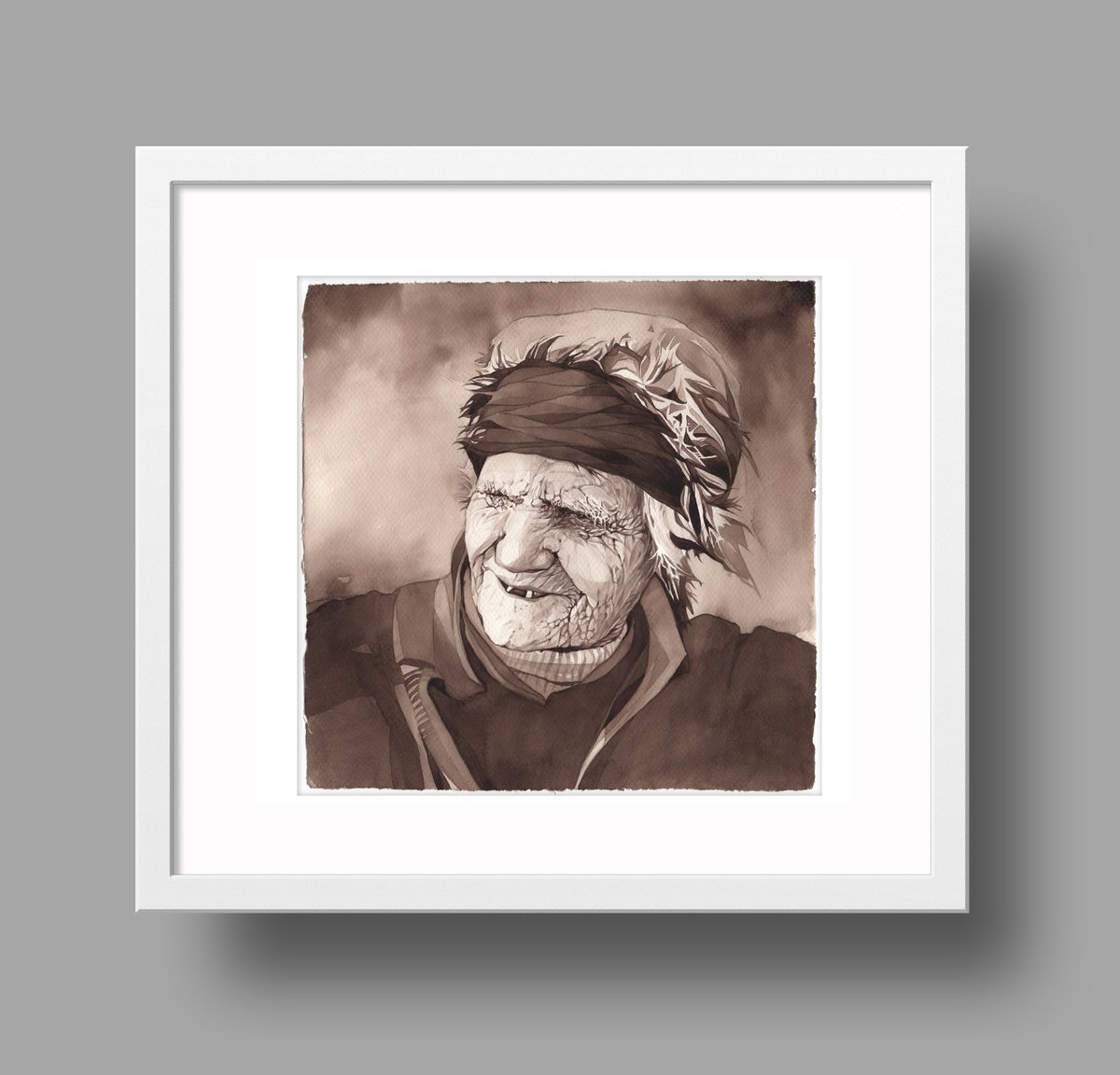 Photorealistic Portrait Watercolour By Daria Maier, 10 X 10, Bygone Lady, Original Artwork