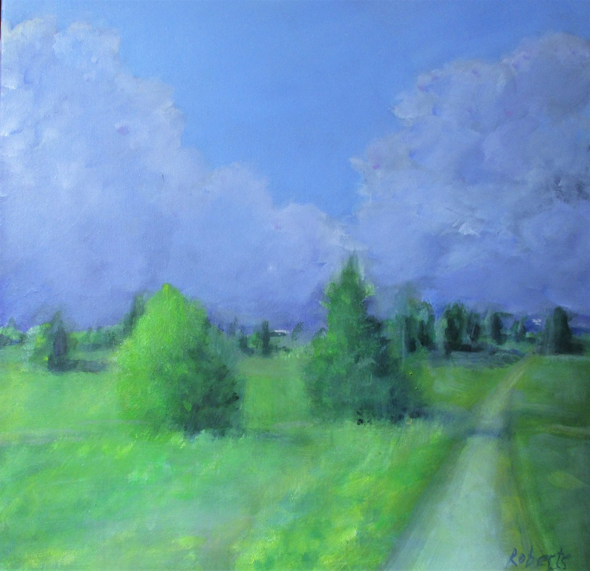 Impressionistic Landscape Acrylic Painting By Rosalind Roberts, 16 X 16", Landscape #121, Original Artwork